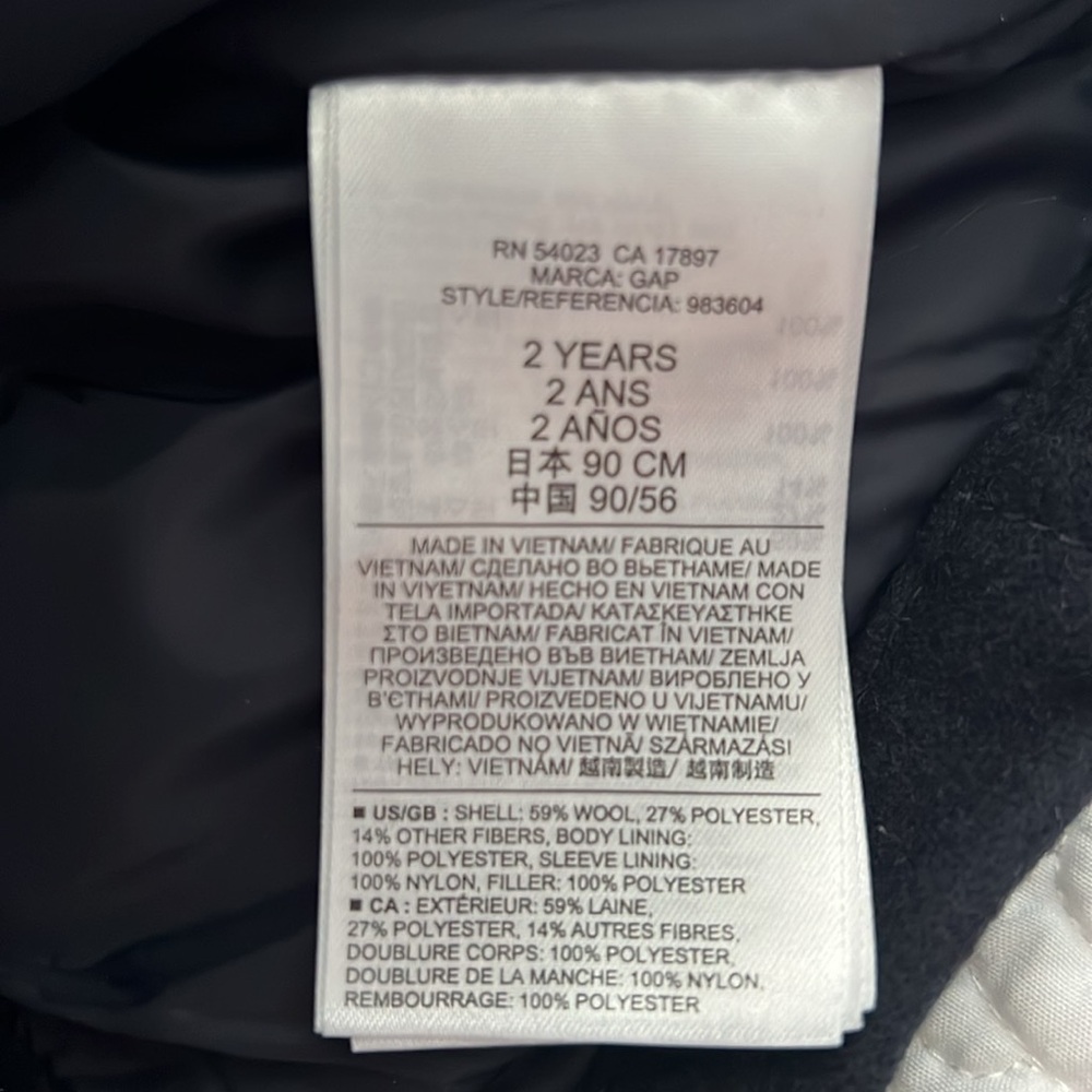 Baby Gap navy peacoat size 2T / winter coat - Picture 5 of 6